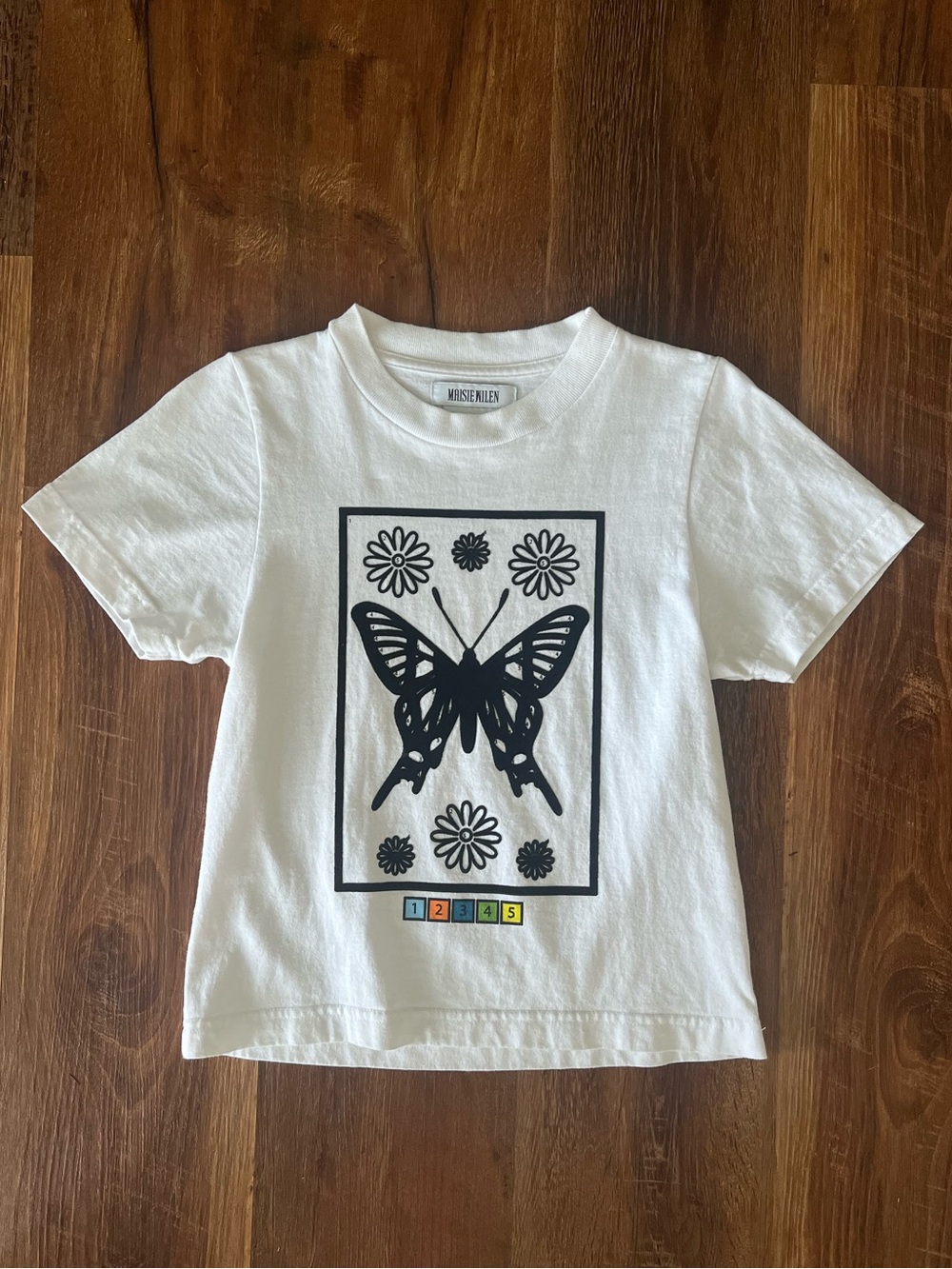 Maisie Wilen Paint by Number Butterfly cotton T-shirt Small Very Good Condition - Picture 2 of 11